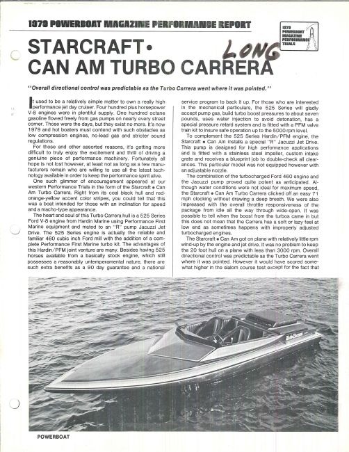 Couverture de l’article du magazine Powerboat de 1979